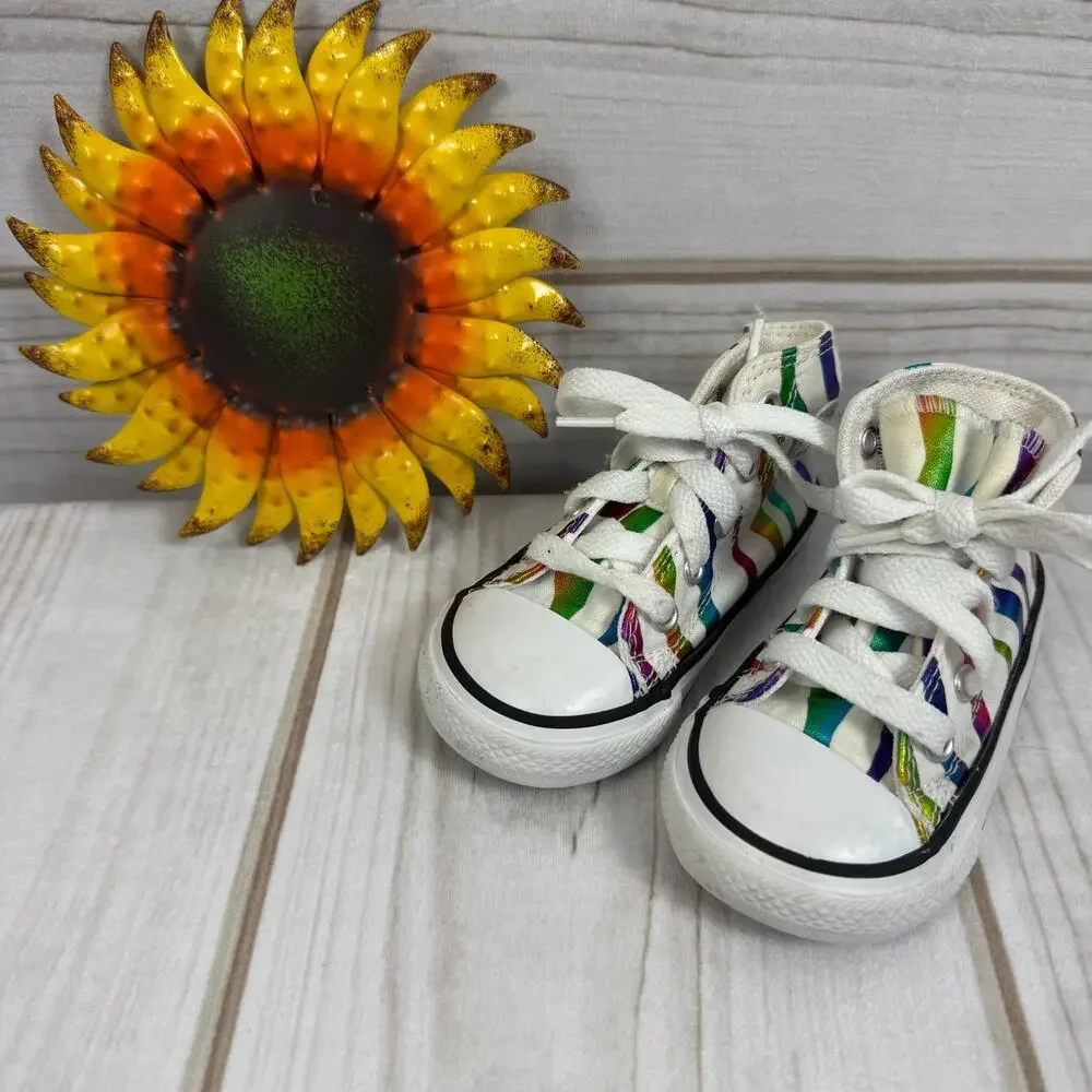 Converse Chuck Taylor All Star Rainbow Stripe High Top Infant Sneakers Size 5